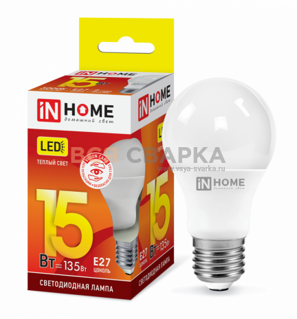 Купить Лампа с/д LED-A60-VC  15W 230В E27 3000К 1350Лм INHOME